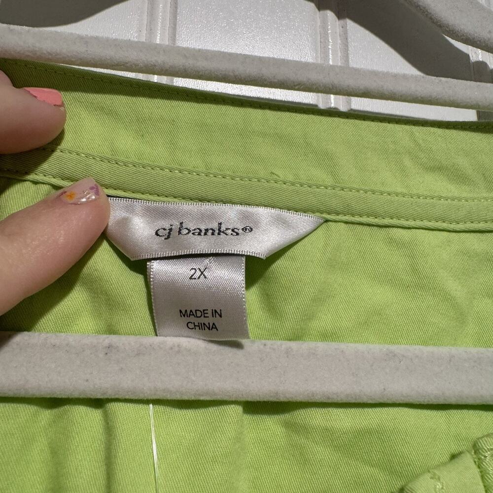 CJ Banks Green White Cotton Zip Up Jacket NEW Plus Size 2X - Picture 5 of 8